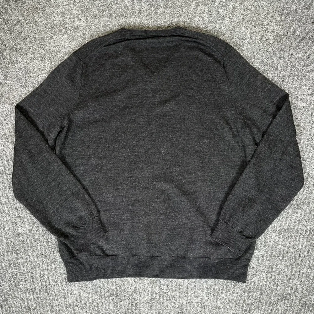 J.Crew Merino Wool Sweater V-Neck Pullover Soft‎ Knit Gray XL